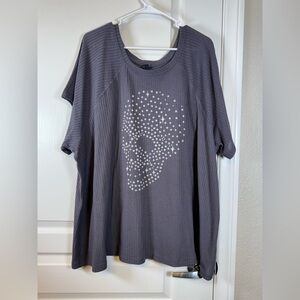 Torrid Gray Waffle Knit Short Sleeve Shirt Scoop Neck Size 5X EUC #5864
